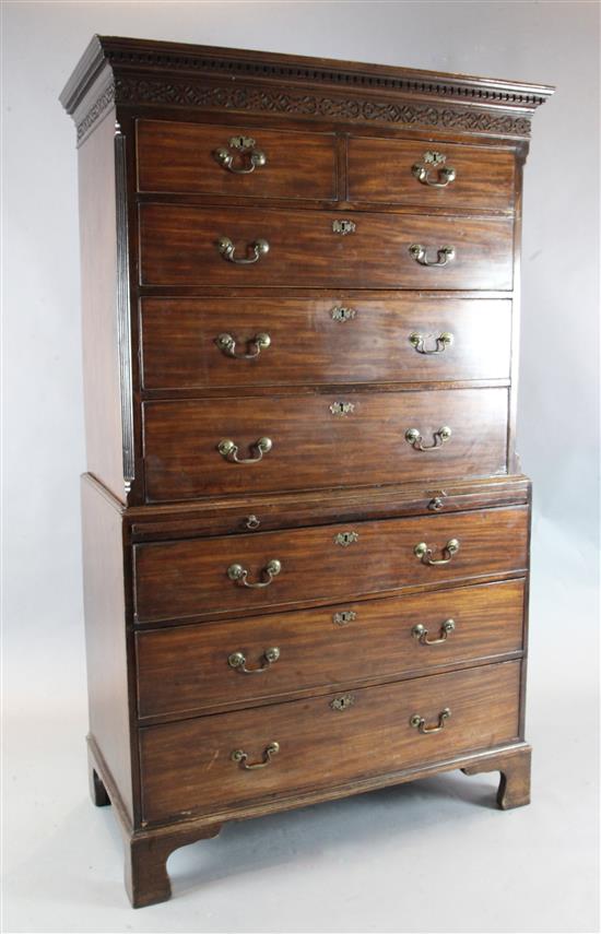 A George III mahogany chest on chest, W.3ft 7in. D.1ft 11in. H.6ft 3in.